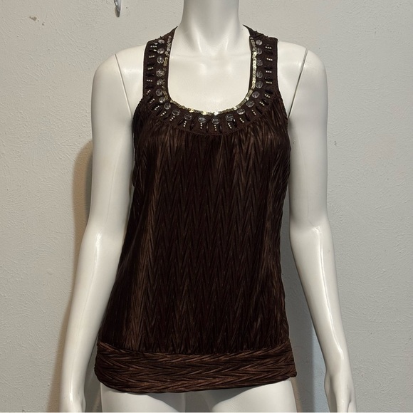 Y2K vintage HeartSoul brown sleeveless tunic top Sz L - Picture 4 of 9